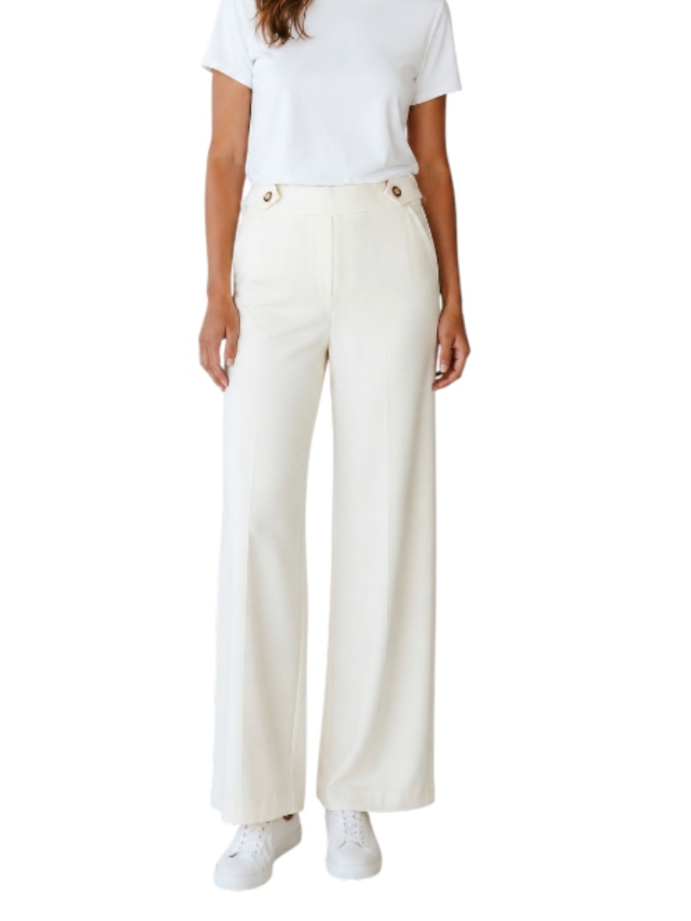 Jules & Leopold White High Rise Pull On Stretch Wide Leg Knit Dress Pants S